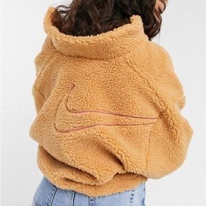 NIKE NSW Swoosh Sherpa Jacket in Flax & Cactus Flower